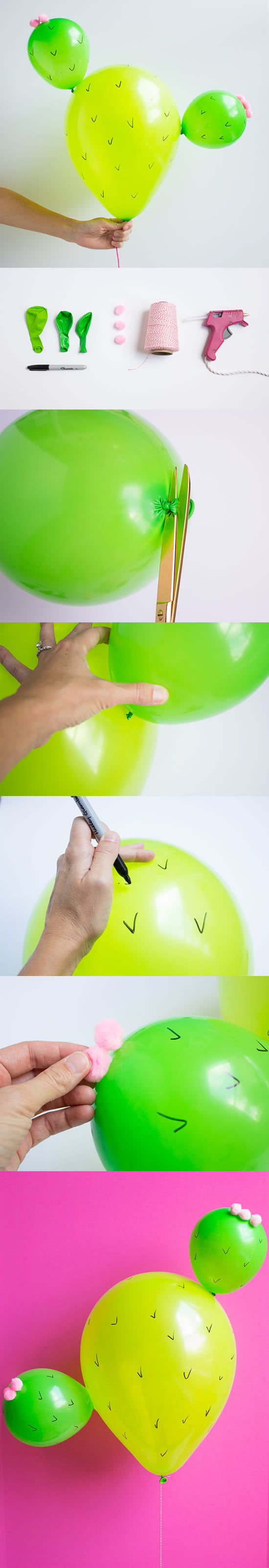 Enfeite de Cacto com Balões passo a passo