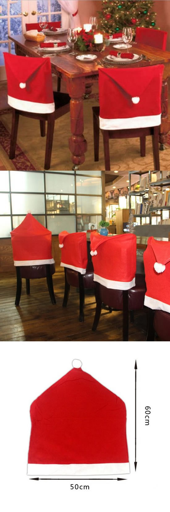 Cadeiras Decoradas com Gorros de Papai Noel