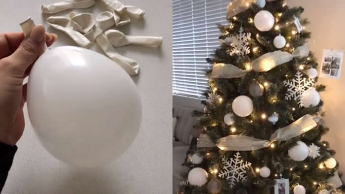 Decoração com Bexigas para a Árvore de Natal