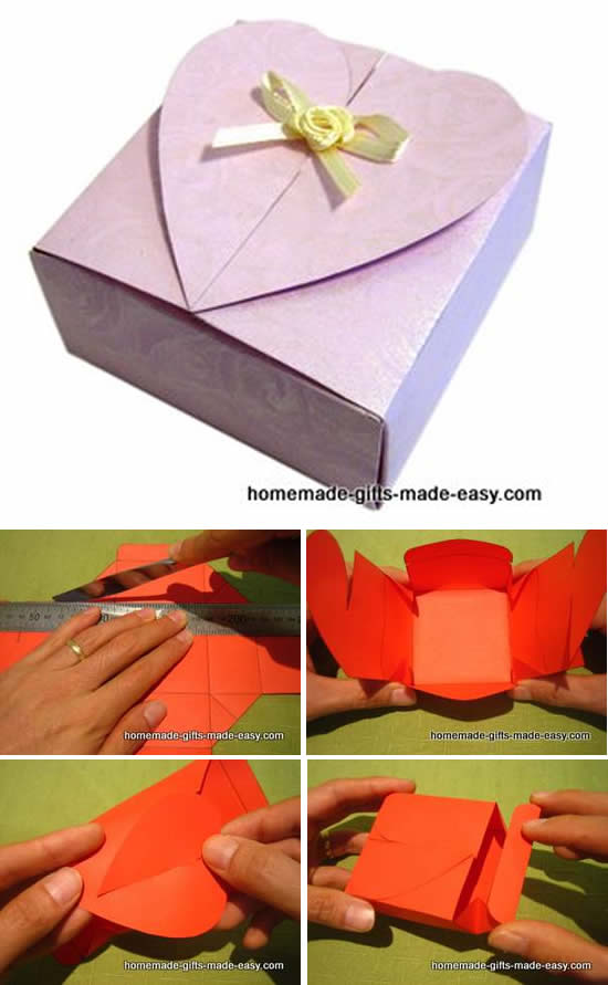 Molde para fazer caixinha de papel com coração