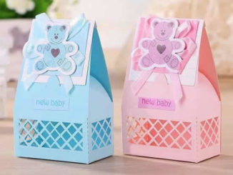 Sacolinha de papel para chá de bebê com moldes