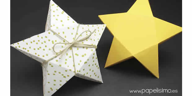 Caixa estrela com papel
