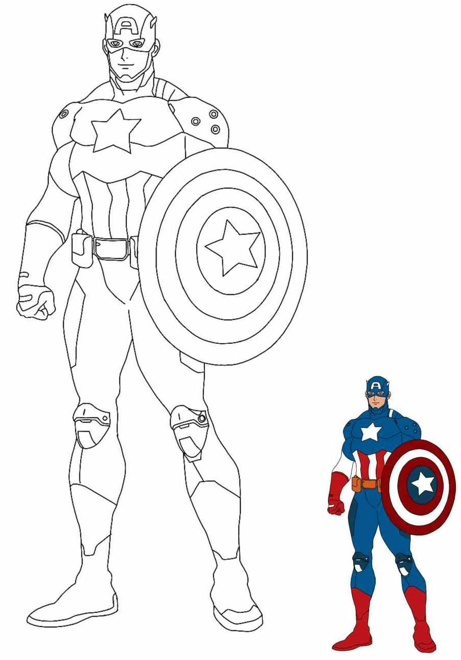 Desenho do Capitão América para pintar