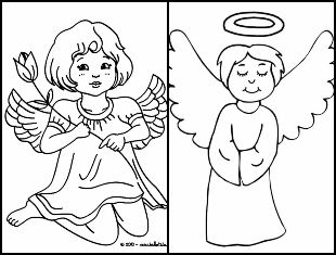 Desenhos de anjinhos e anjinhas para colorir