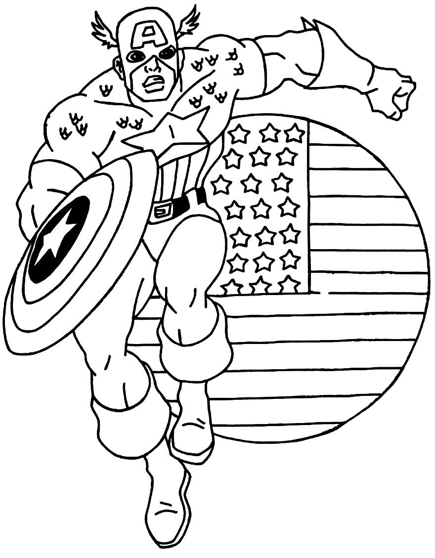 Imagem do Capitão América para colorir
