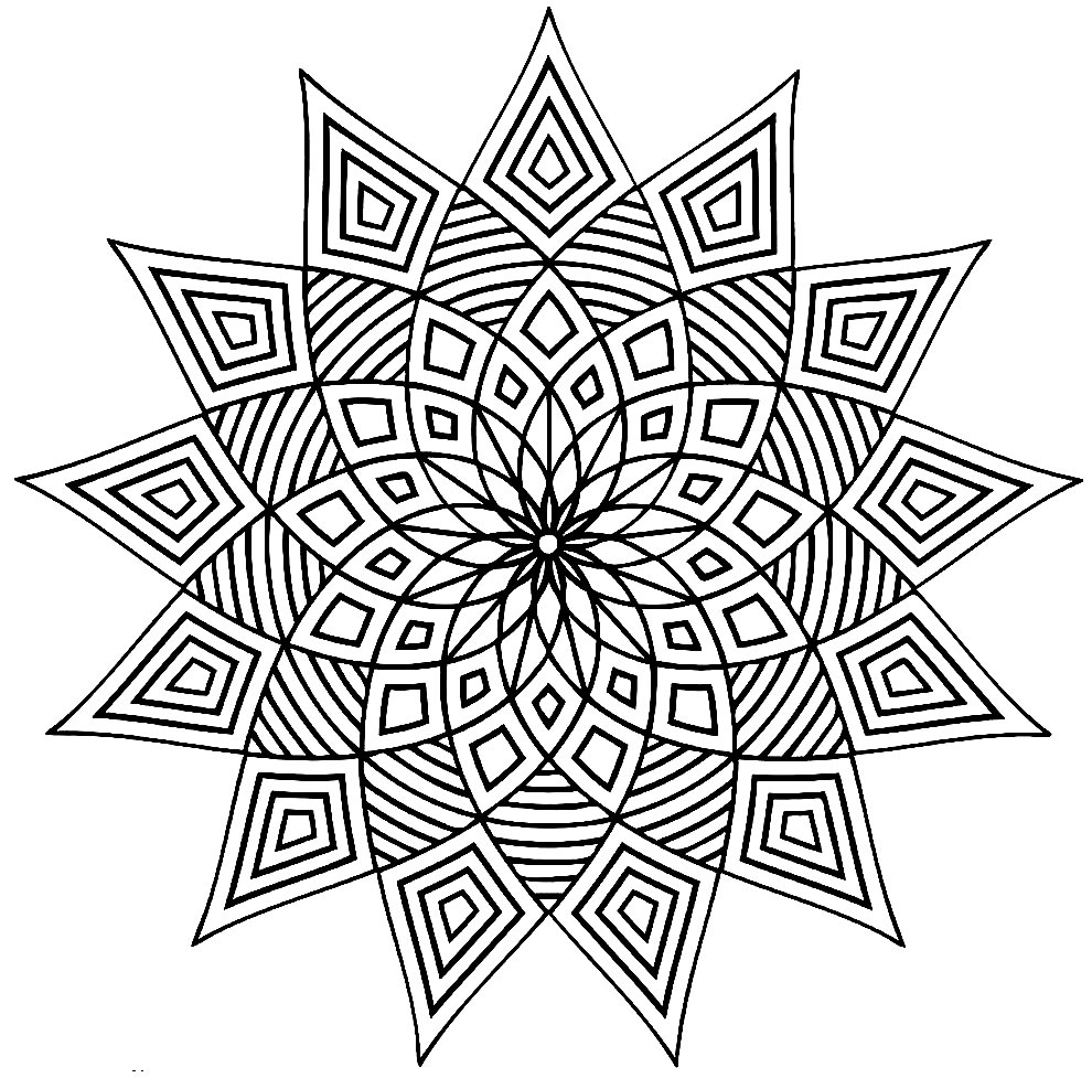 Desenho de flor geométrica para pintar