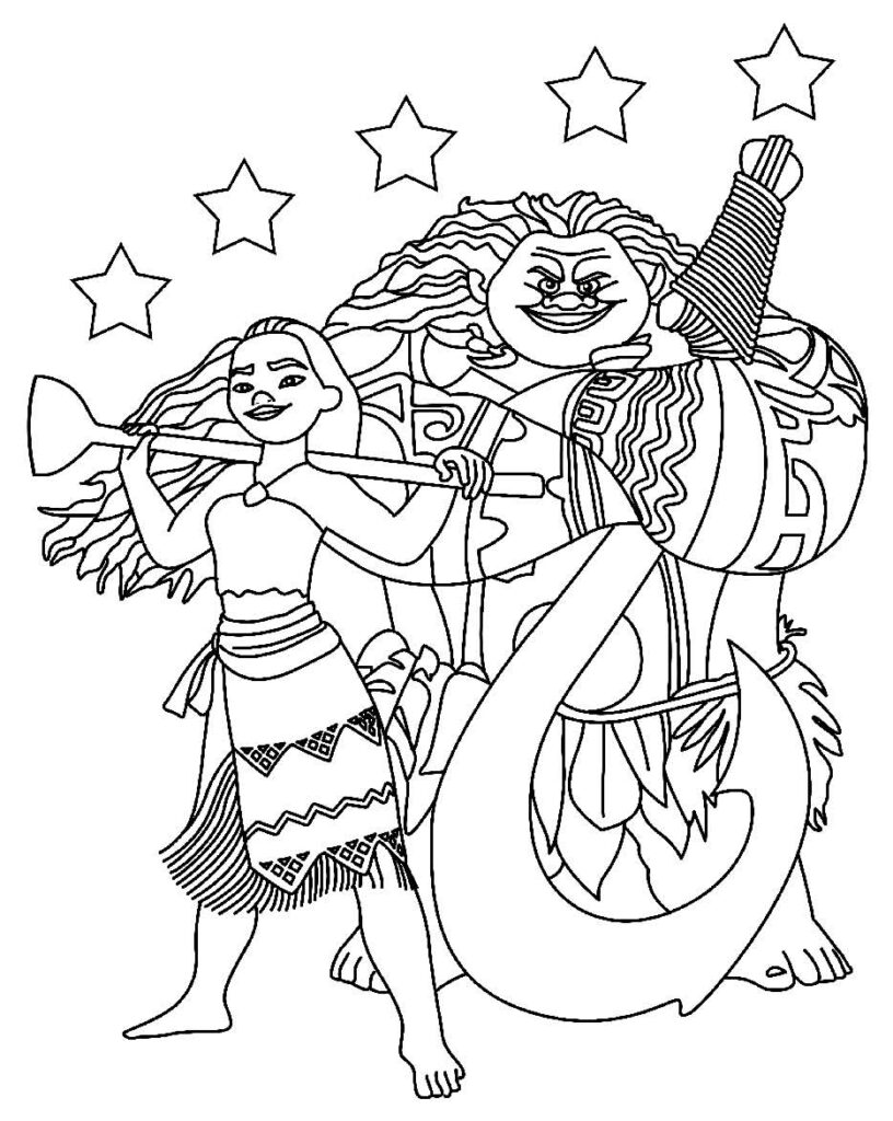 Desenhos da Moana para imprimir e colorir - Pop Lembrancinhas