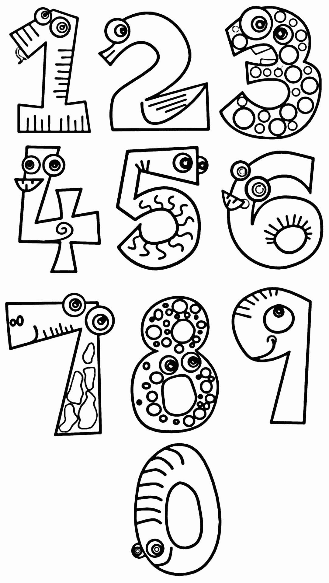 Desenho dos numerais para colorir
