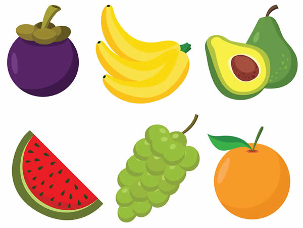 Desenho de frutas coloridas