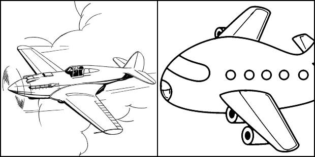 Desenhos de Aviões para Imprimir e Colorir