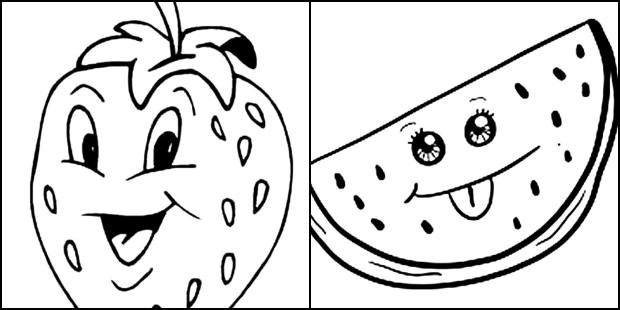 Desenhos de frutas para imprimir e colorir