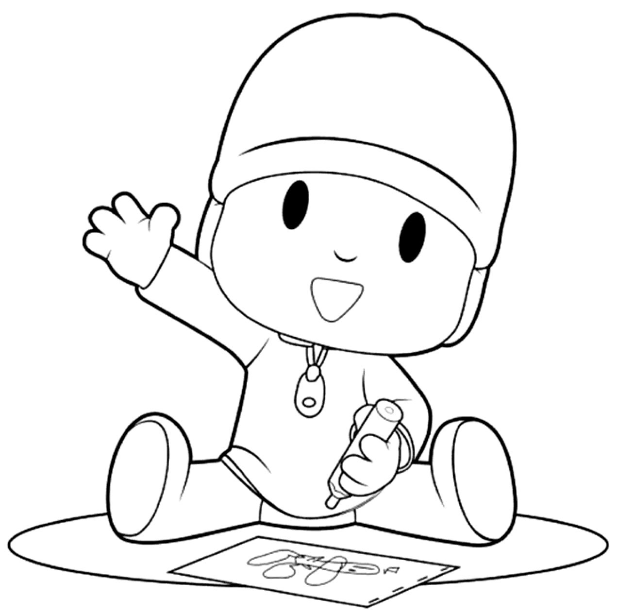 pocoyo coloring page in black and white pocoyo