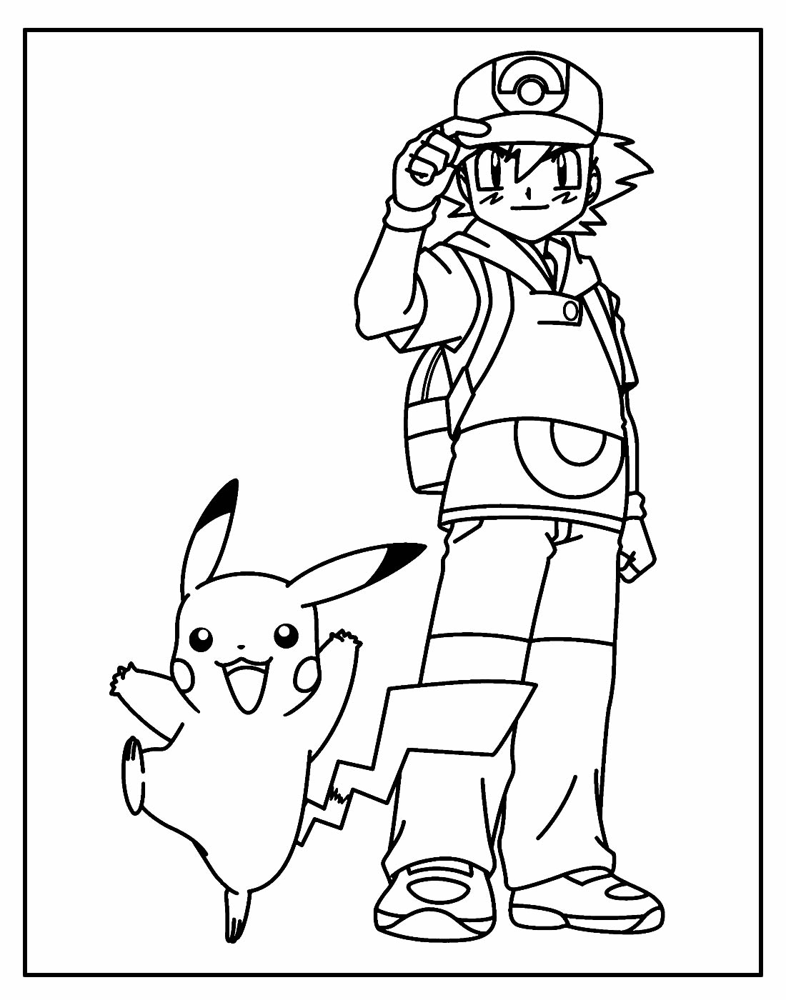 Ash e Pikachu para colorir