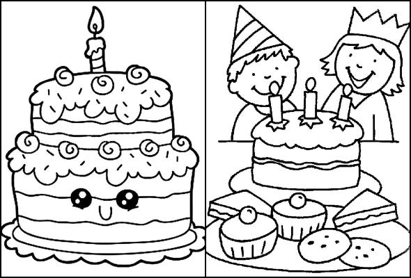 Desenhos de bolo de aniversário para colorir