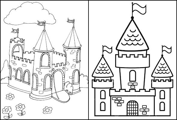 Desenhos de castelo para imprimir e colorir