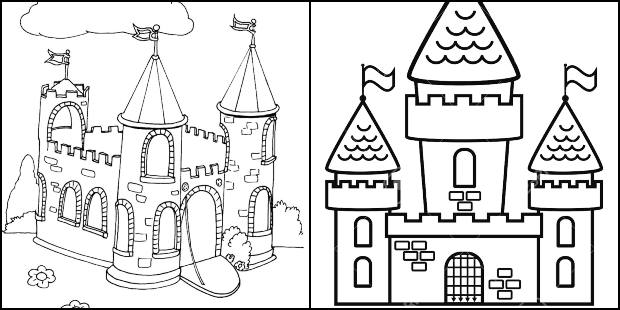 Desenhos de castelo para imprimir e colorir