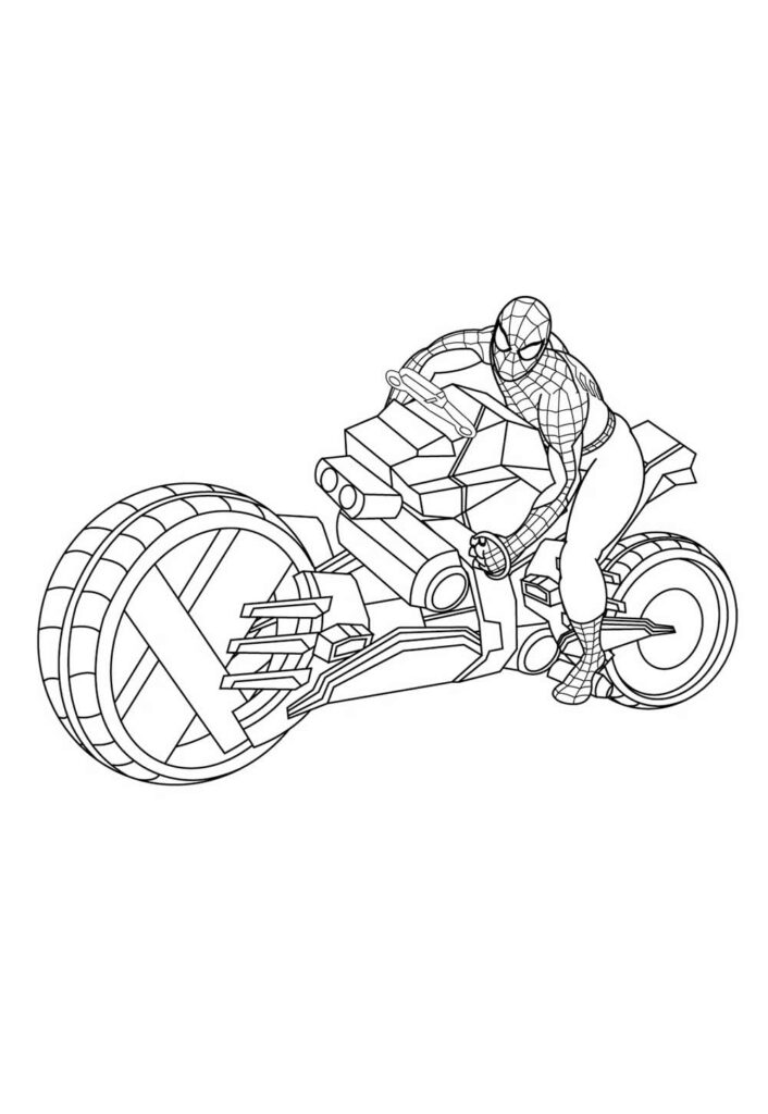 Desenho de Moto para colorir - Homem-Aranha