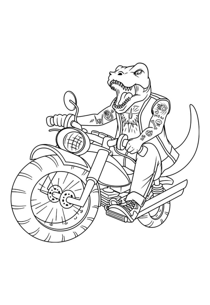 Desenho de Jacaré na Moto para colorir