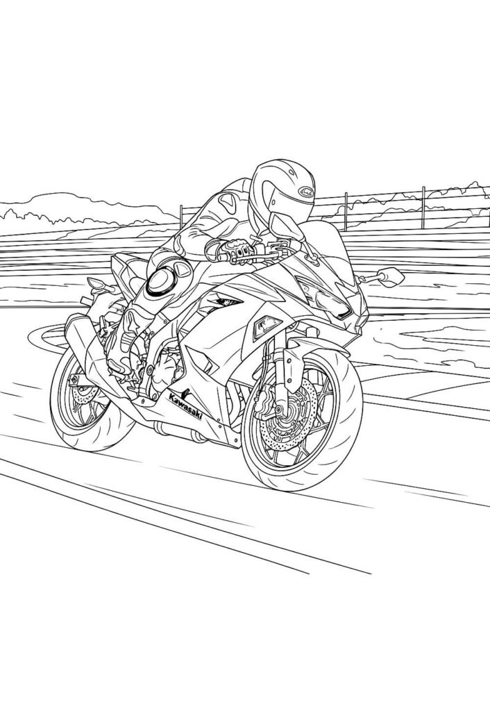 Desenho de Moto de Corrida para colorir