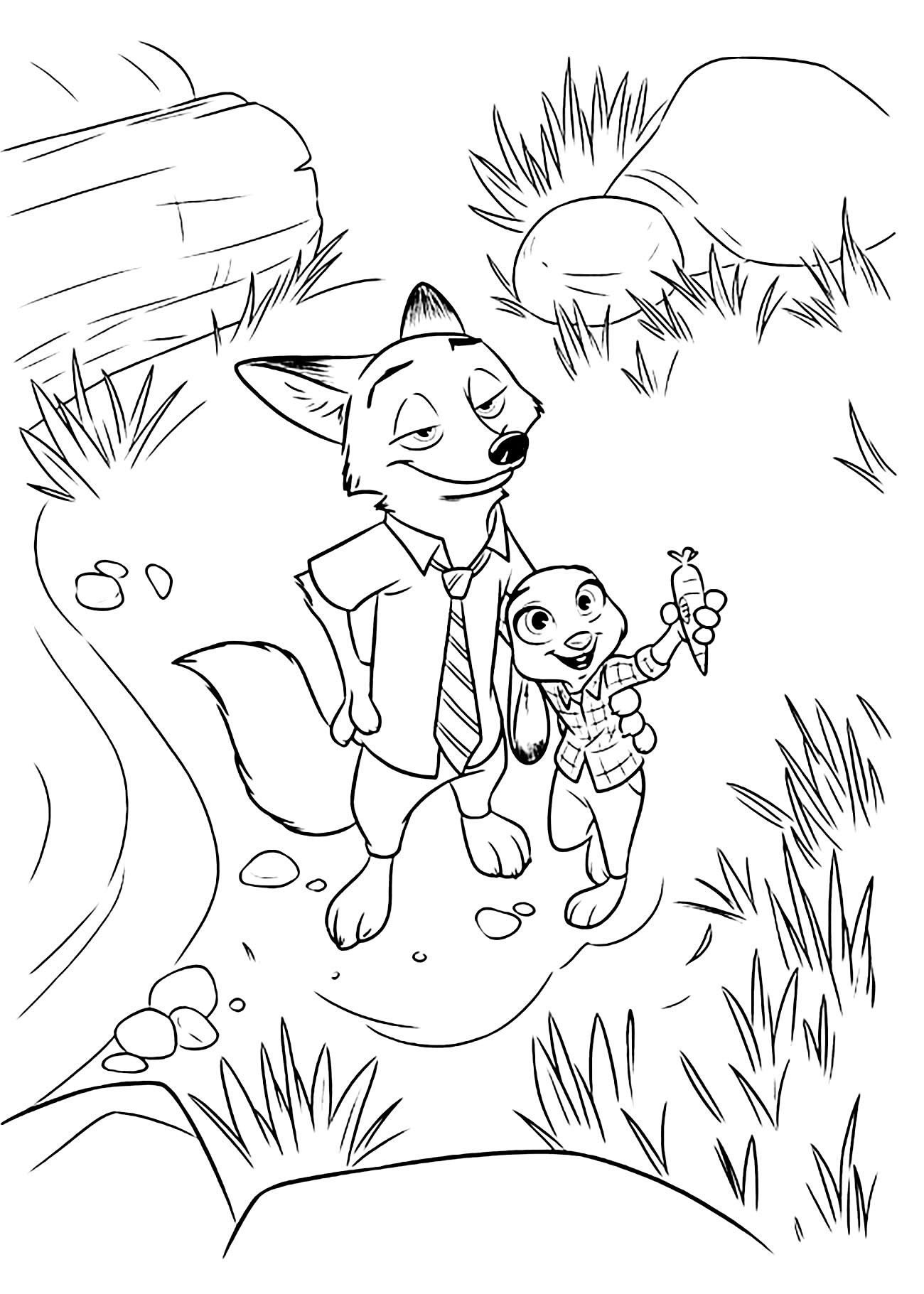 Desenho de Zootopia para pintar