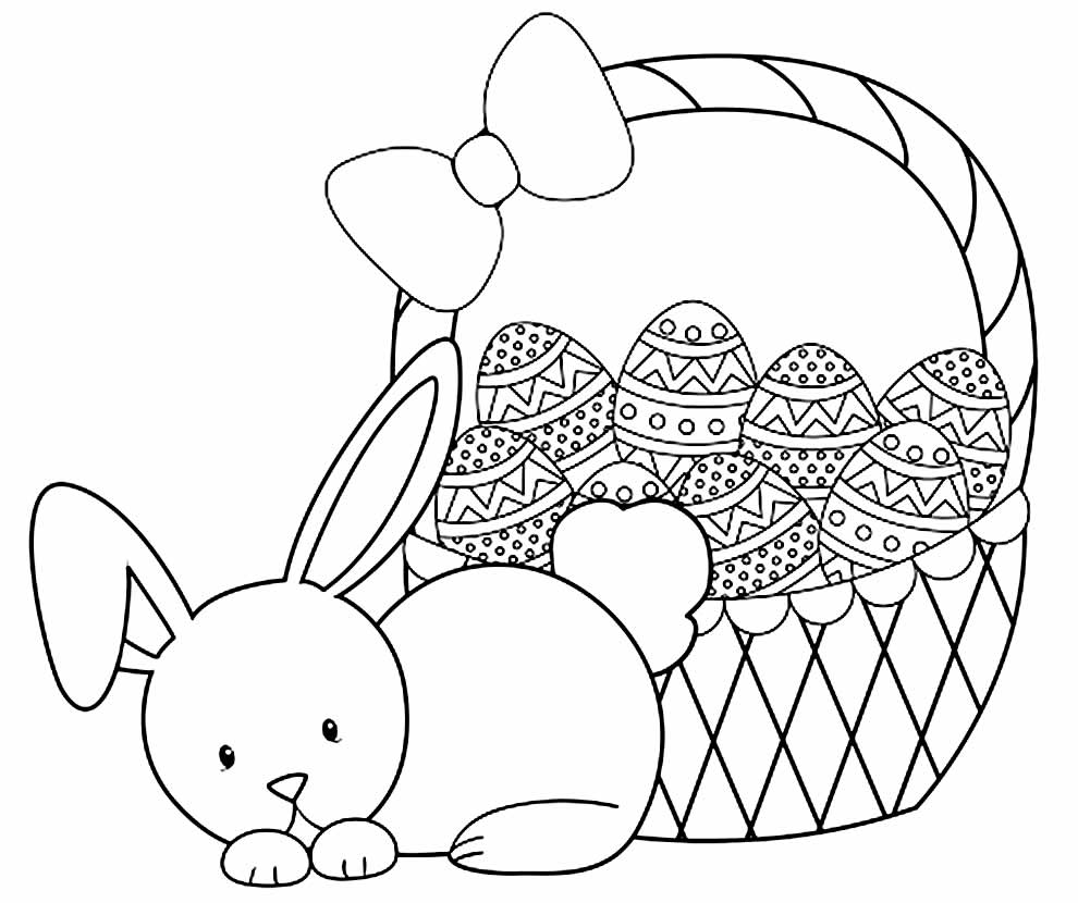 Desenho de Coelhinho e Ovos de Páscoa