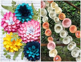 Flores de papel para enfeites de festa