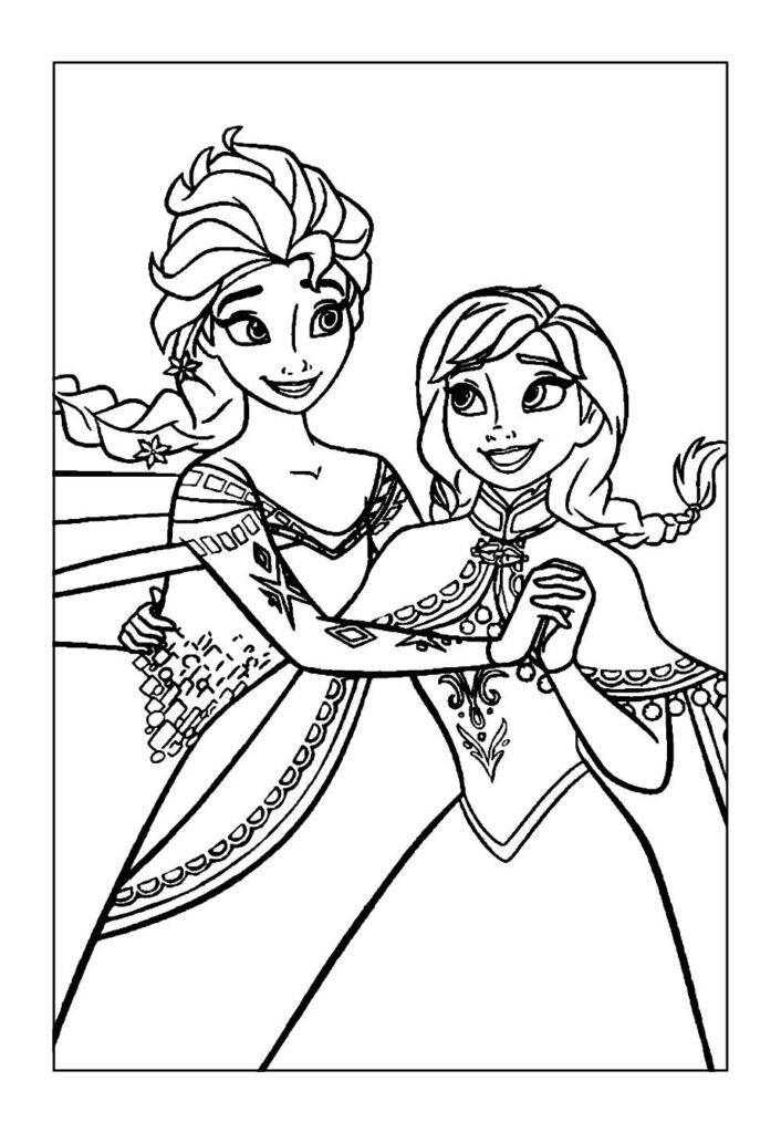 Desenho da Elsa e Anna para colorir