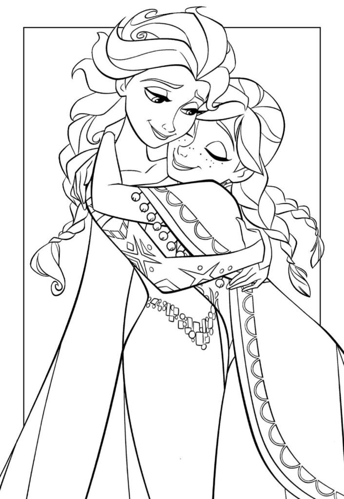 Elsa e Anna para colorir de Frozen