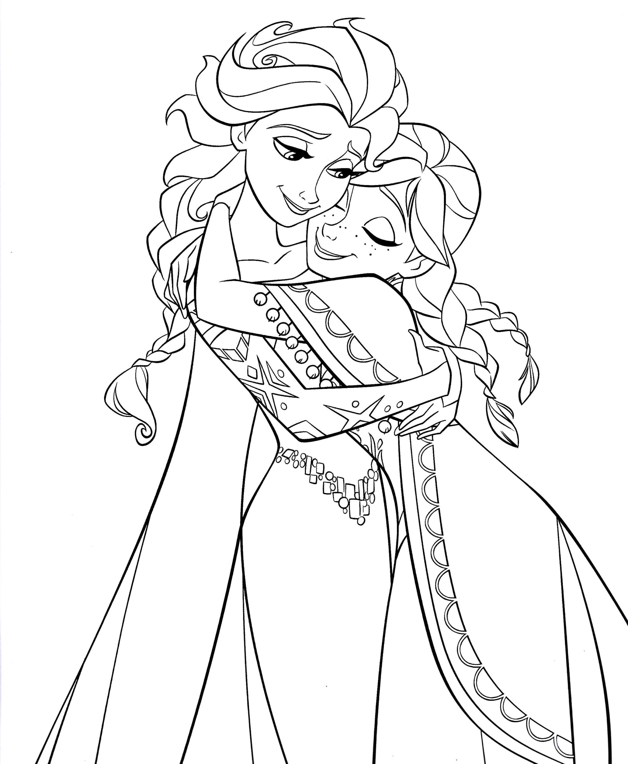 Desenho de Elsa e Anna para pintar