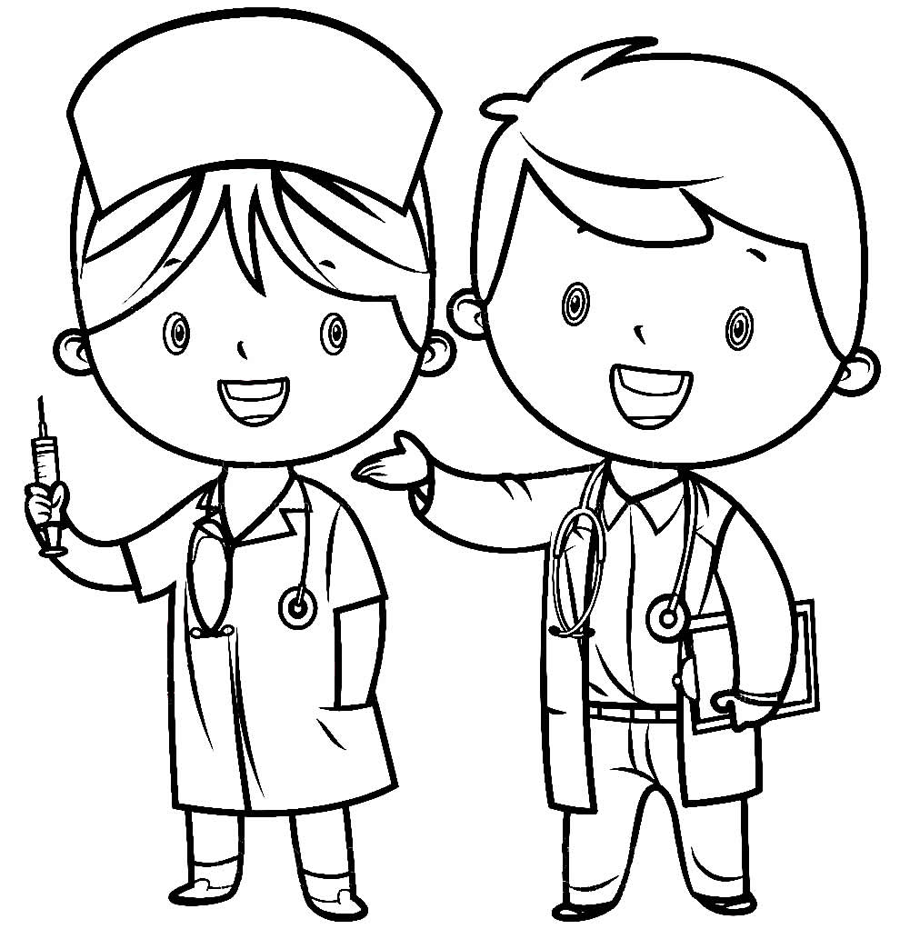 página para colorir para crianças profissão cartoon médico 8994920 Vetor no  Vecteezy