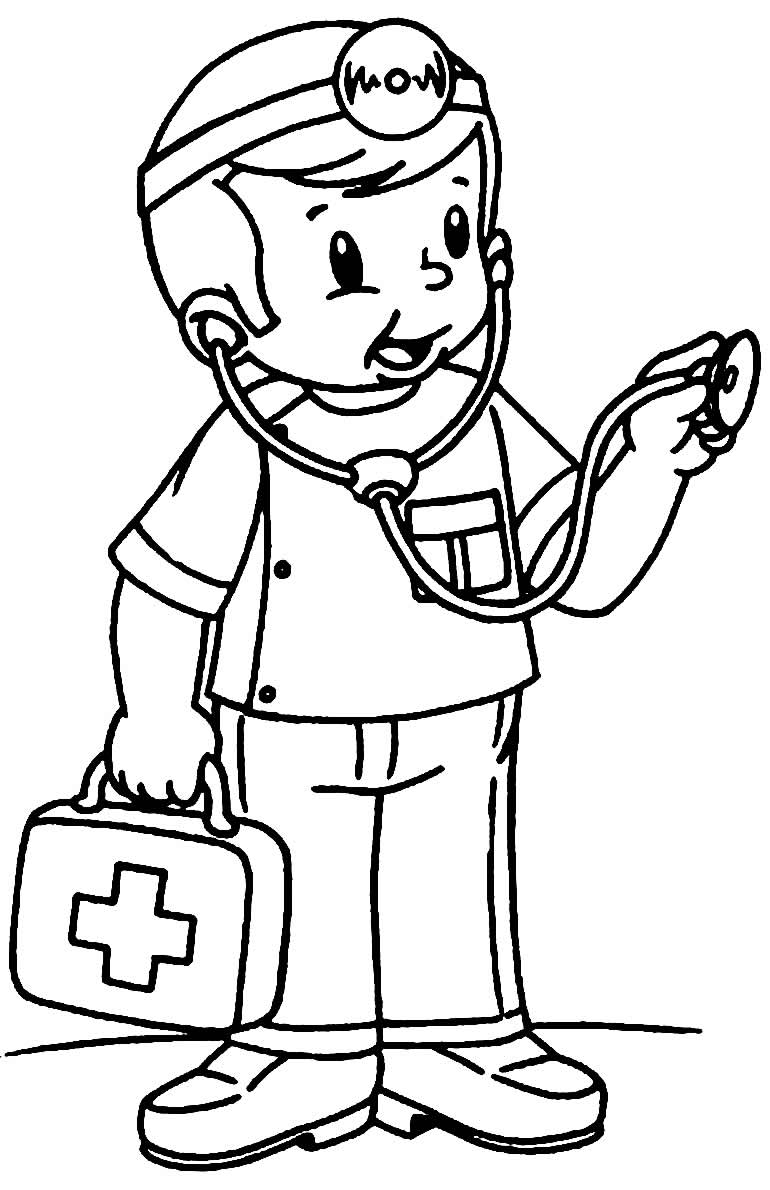 Desenho de Médico auscultando para Colorir - Colorir.com