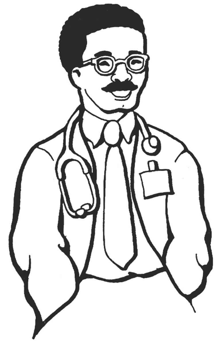 Desenho para colorir de médico em preto e branco · Creative Fabrica