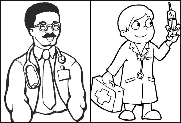 Desenho de médico masculino para colorir