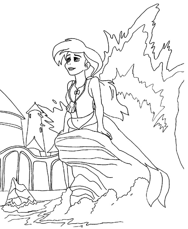 Desenho da Princesa Ariel para pintar
