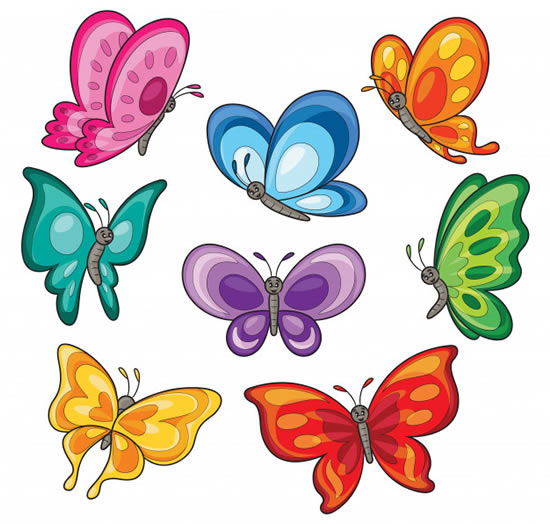 Desenho colorido de borboletas
