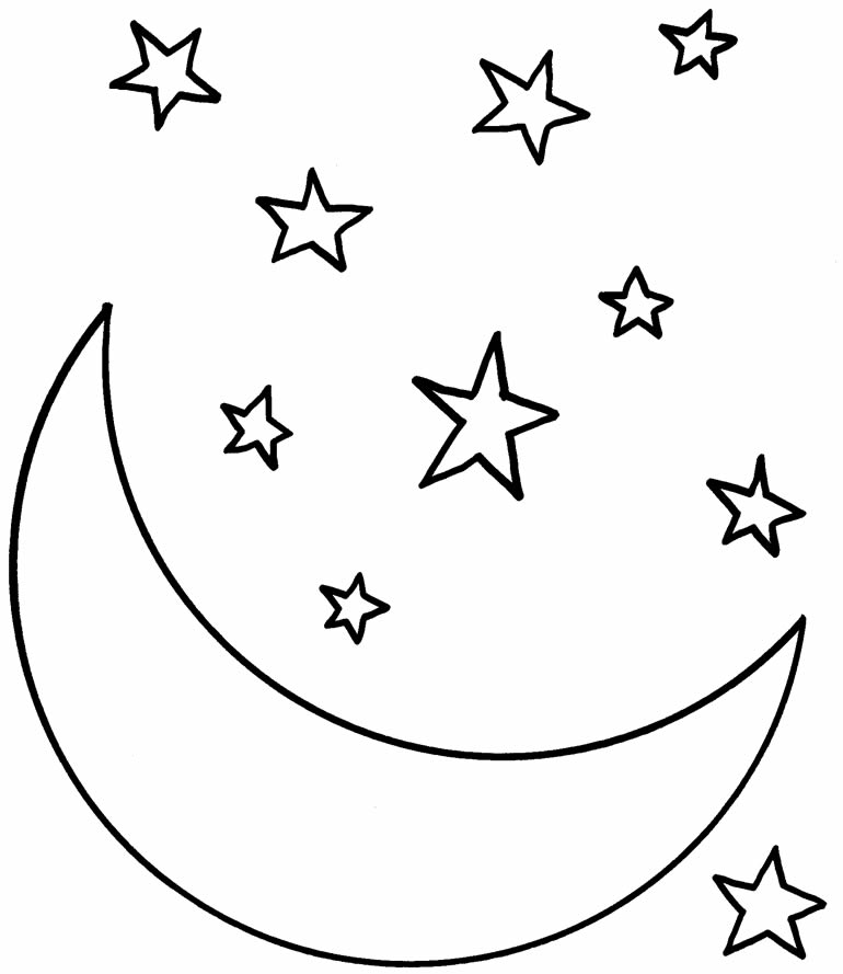 Desenho de lua e estrela para pintar