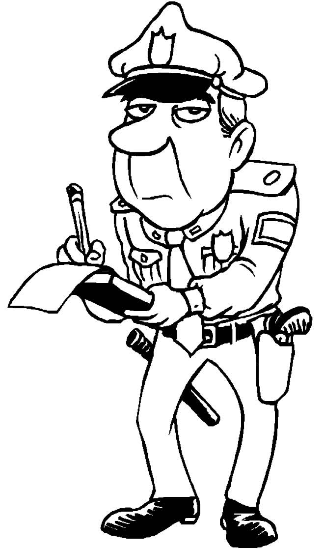 Desenho de policial para colorir