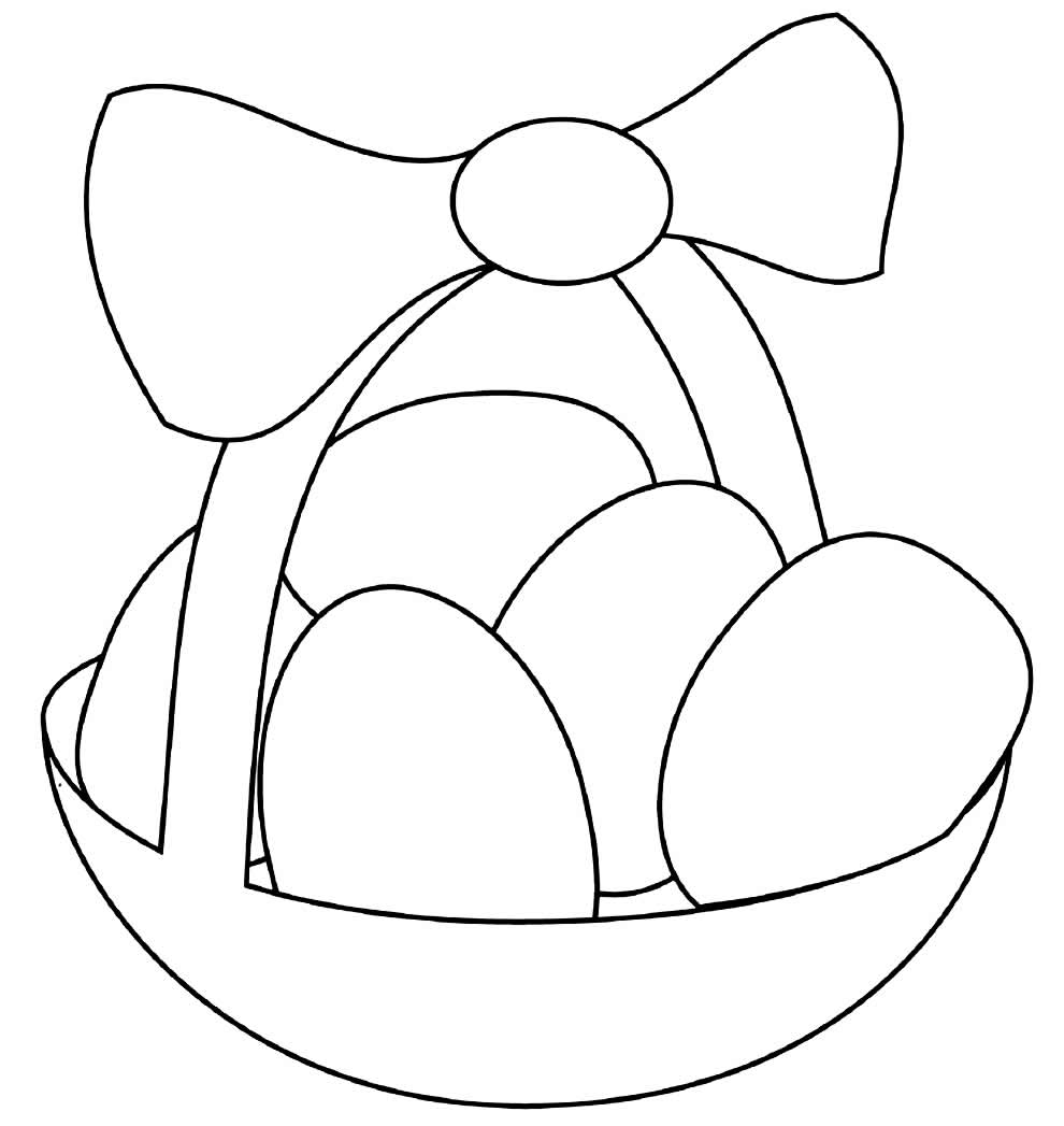 Imagem para colorir de cesta de Páscoa