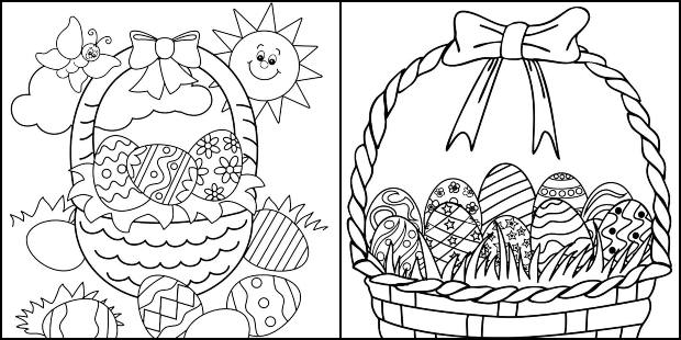Desenhos de Cestas de Páscoa para colorir
