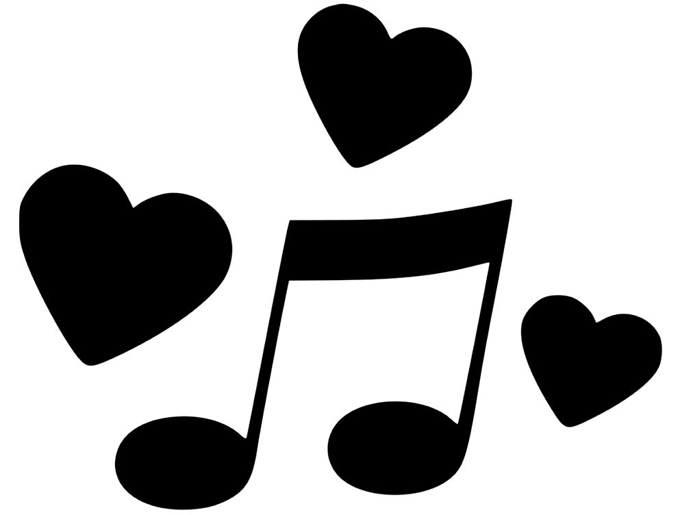 Molde de nota musical com corações