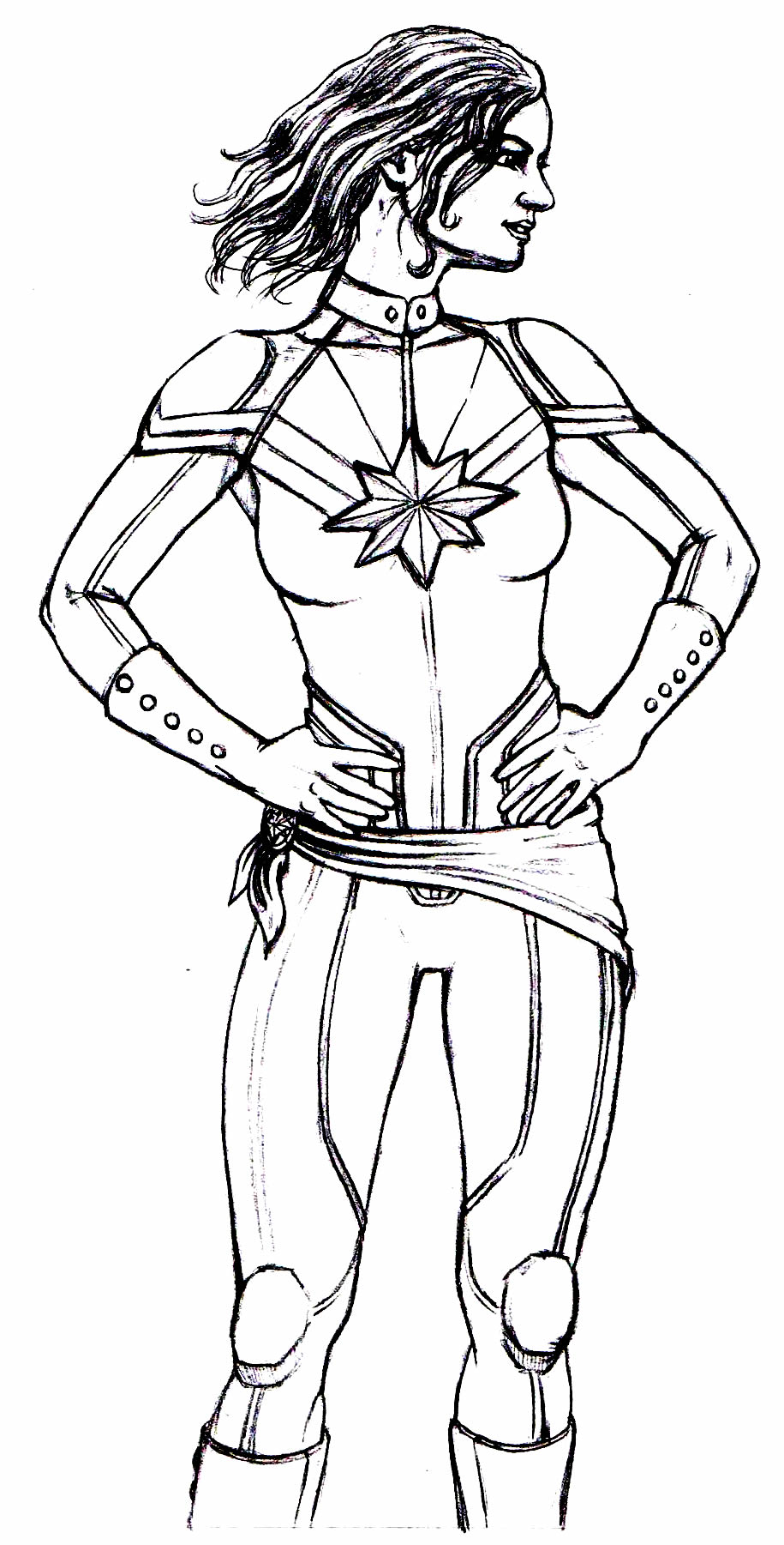 Desenho da Capitã Marvel para colorir