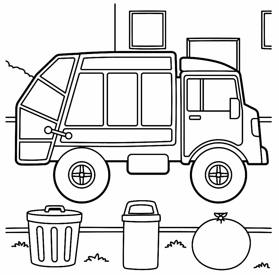Desenho de Caminhão de Lixo para colorir