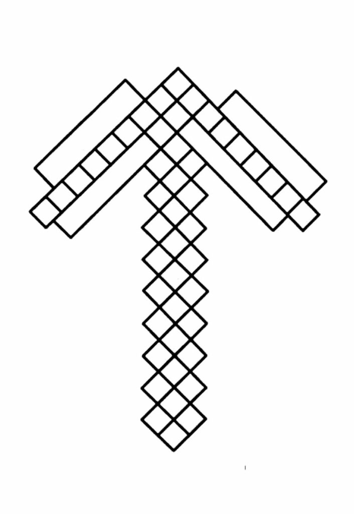 Desenho de Picareta de Minecraft para colorir
