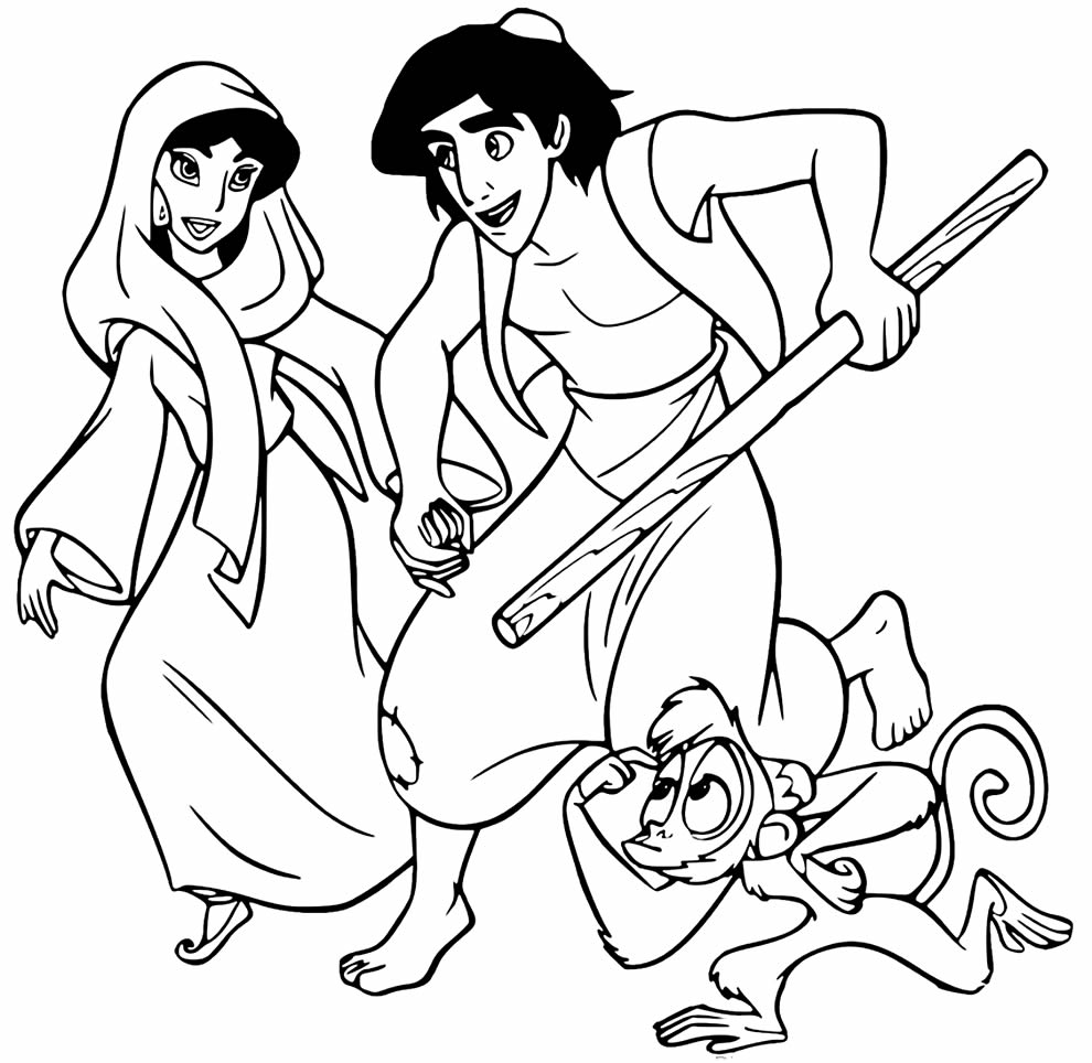 Desenho de Aladdin para pintar
