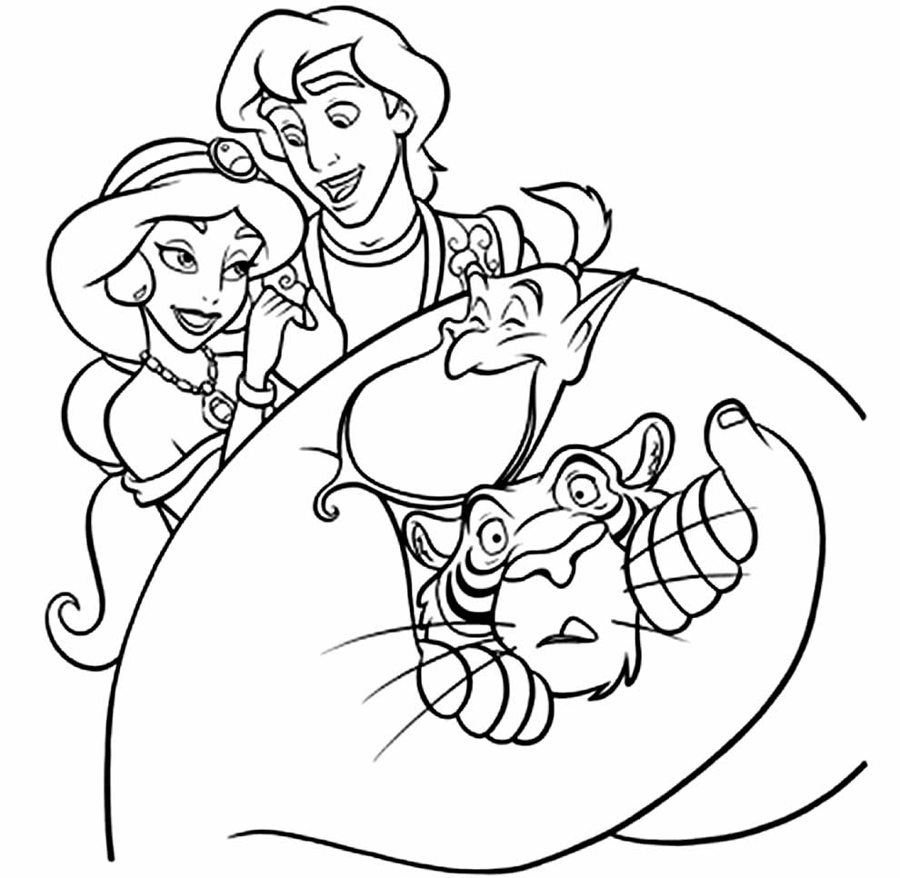 Desenoh de Aladdin, Jasmine e o Gênio para pintar