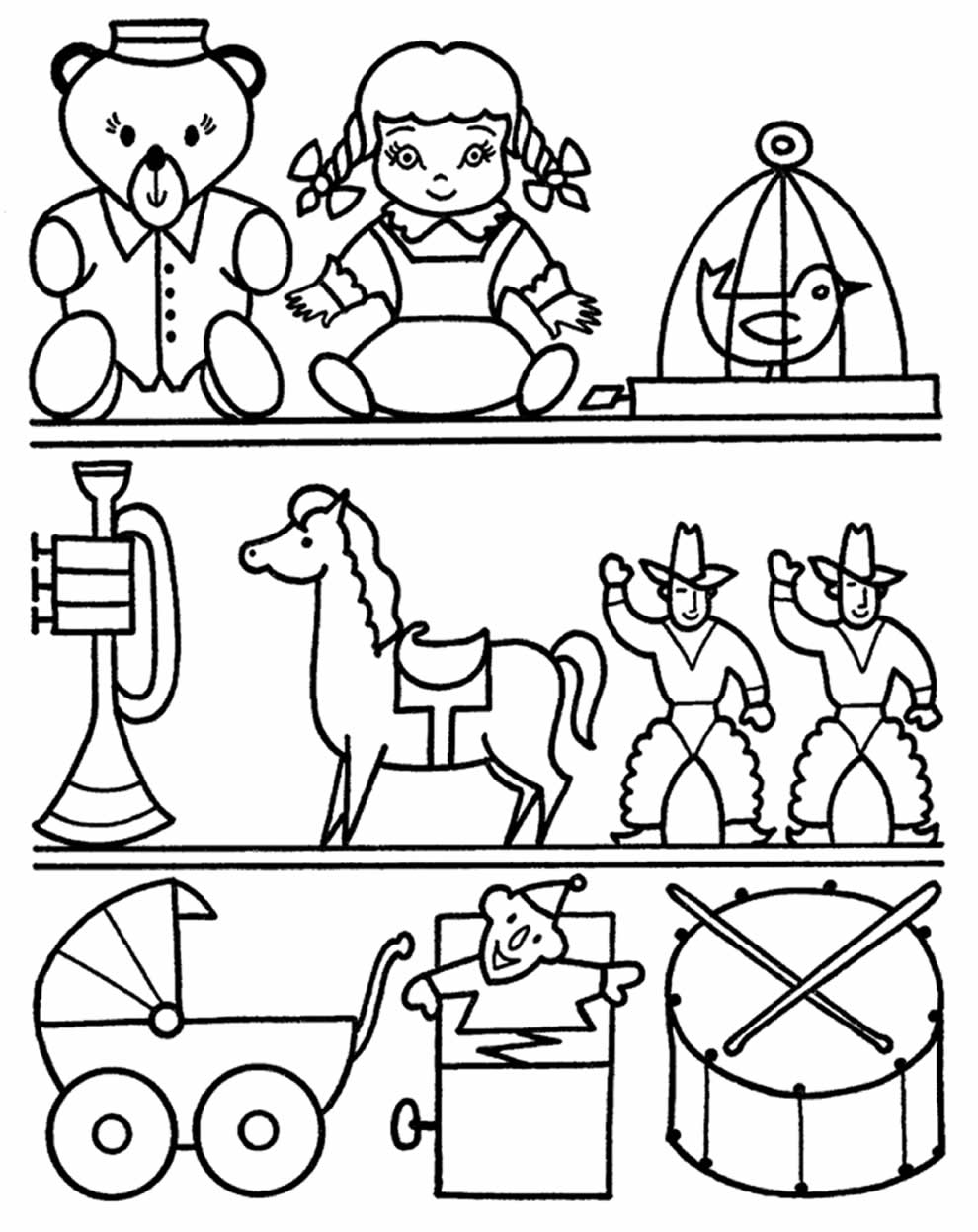 Sugestões de desenhos para colorir com o tema brinquedos