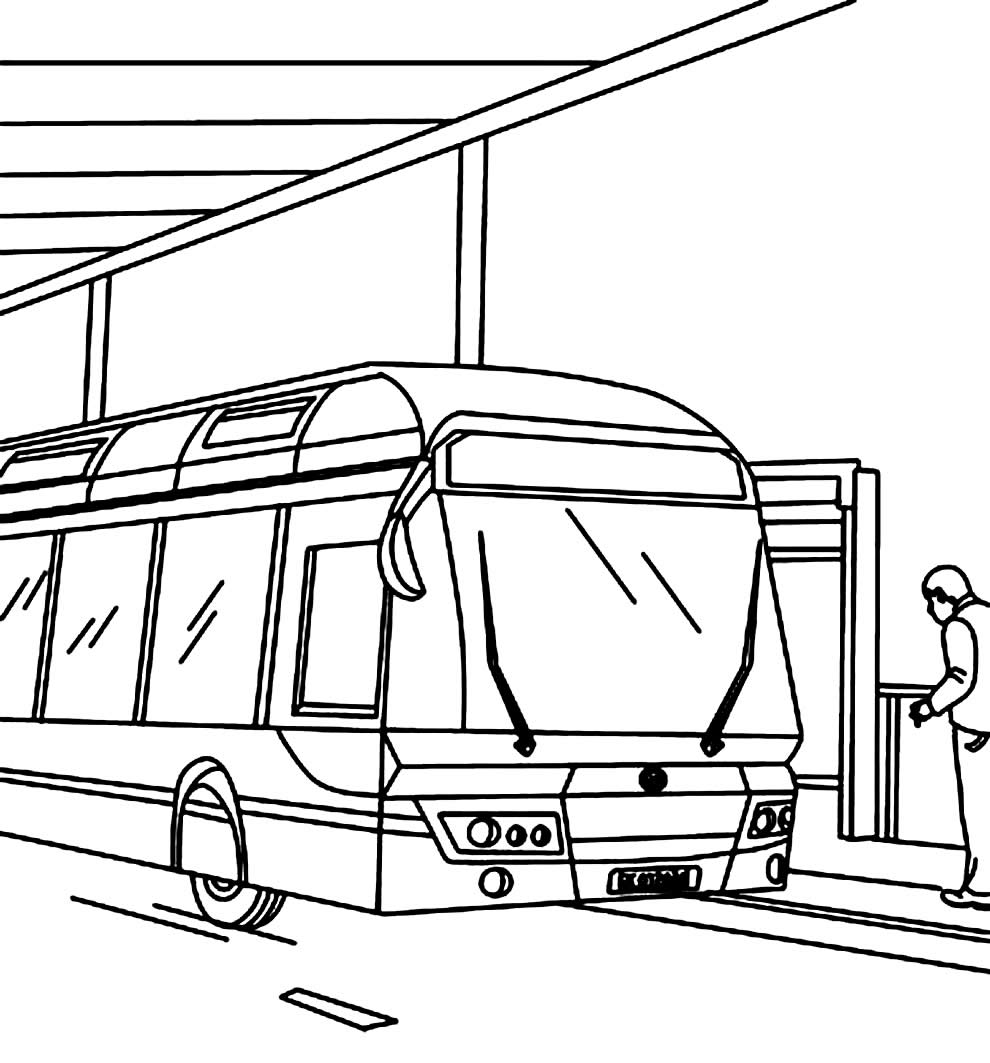 Desenho de parada de ônibus para pintar