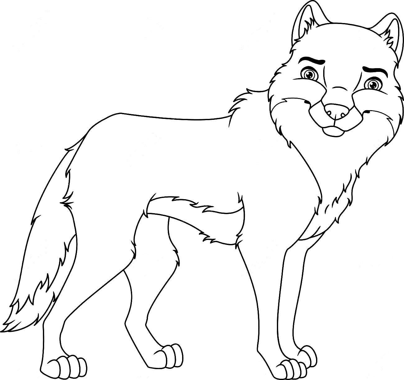 Desenho de lobo para pintar e colorir