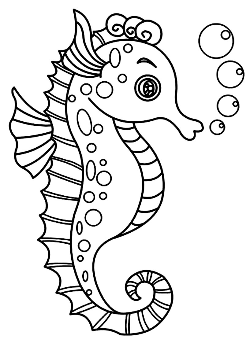 Free Vector Printable Seahorse Template