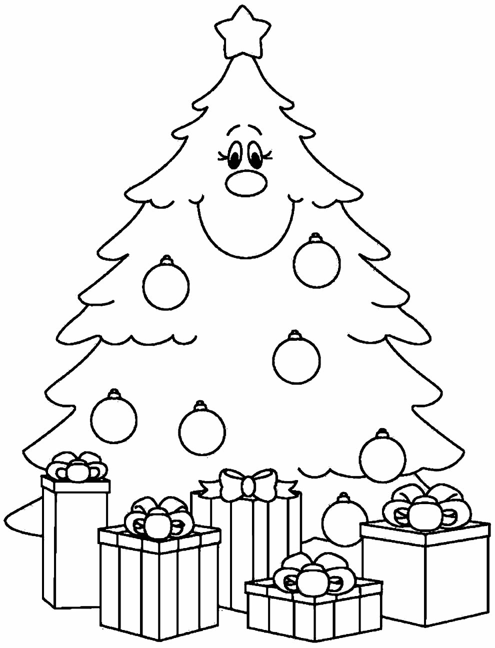 Desenho de Árvore de Natal para imprimir e colorir